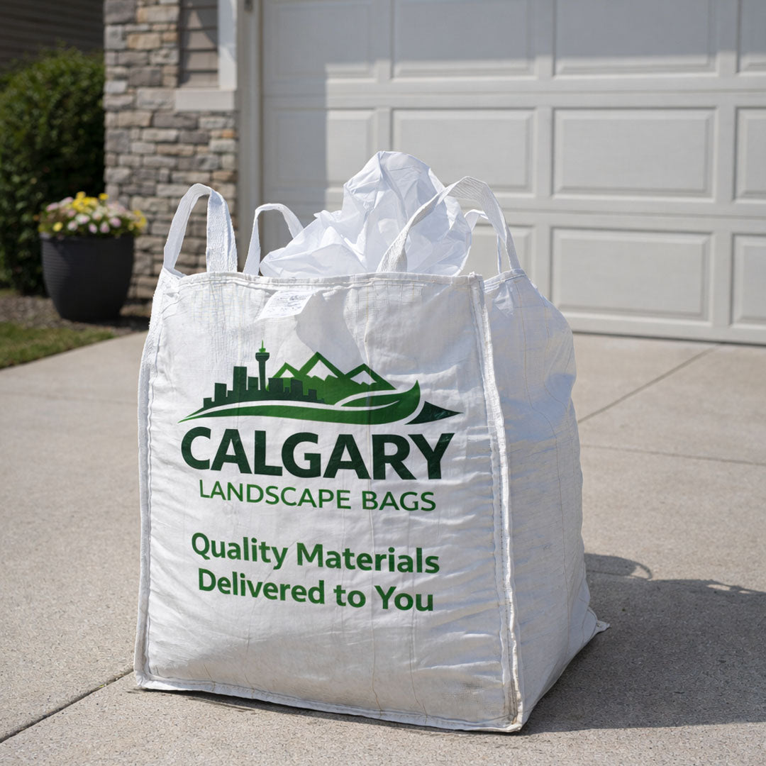 Residential landscape supply materials in bulk bags for homeowners in Calgary including rock sand gravel and soil