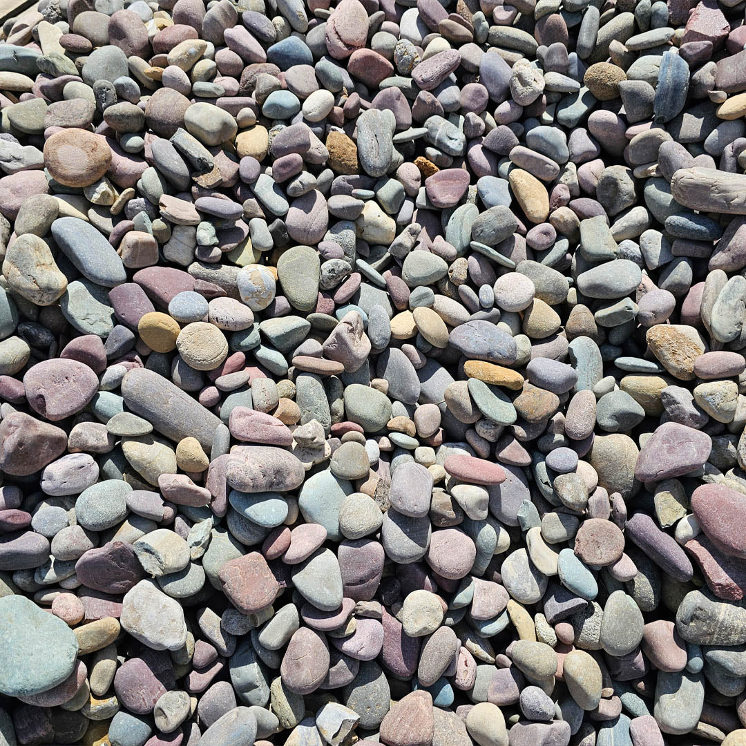 40mm Montana rainbow decorative rock landscape bag for colorful landscaping in Calgary